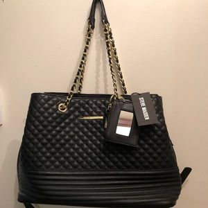 STEVE MADDEN Black Bpattyy Quilted Tote